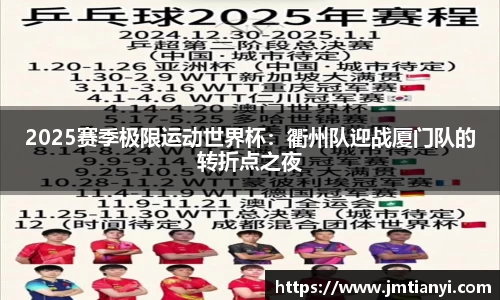 2025赛季极限运动世界杯：衢州队迎战厦门队的转折点之夜